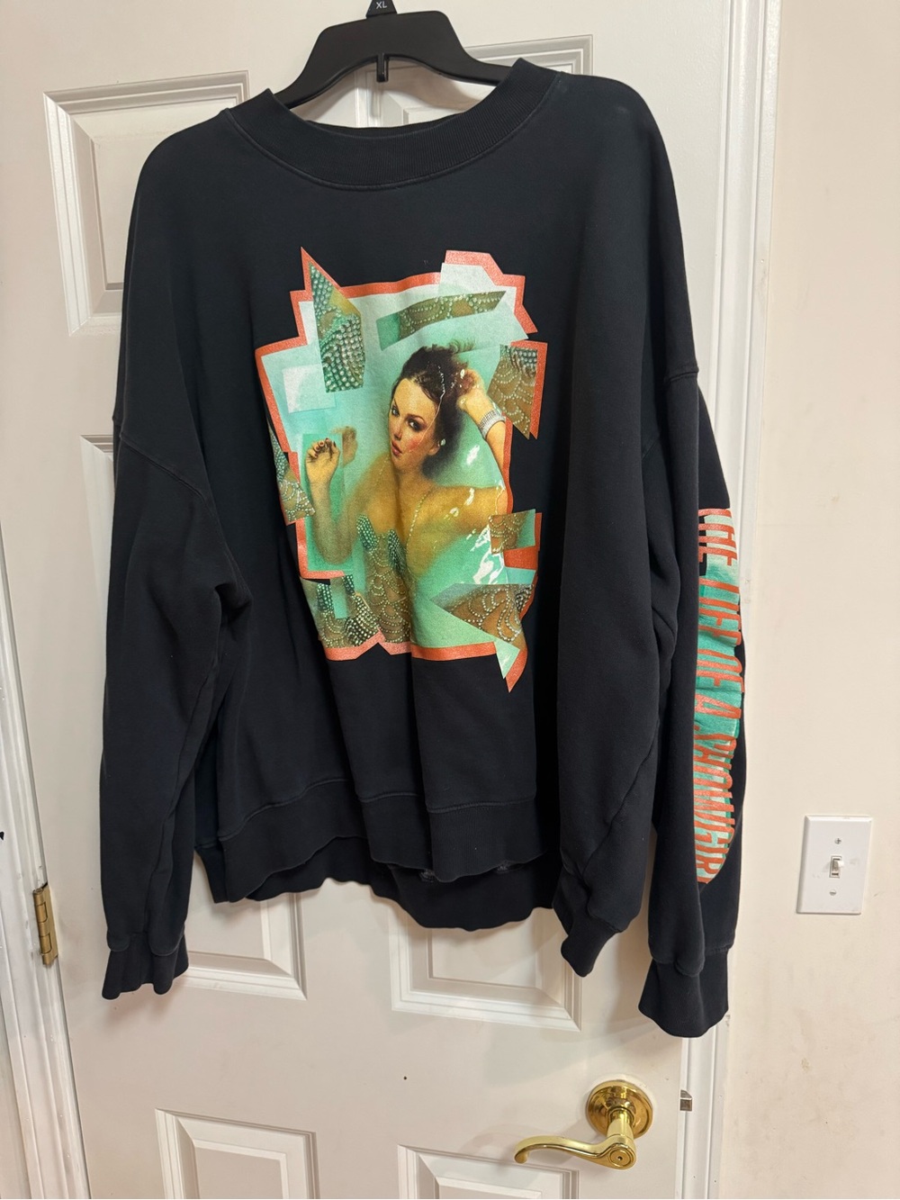 Taylor Swift Black Graphic Sweatshirt with Teal & Coral Accents
